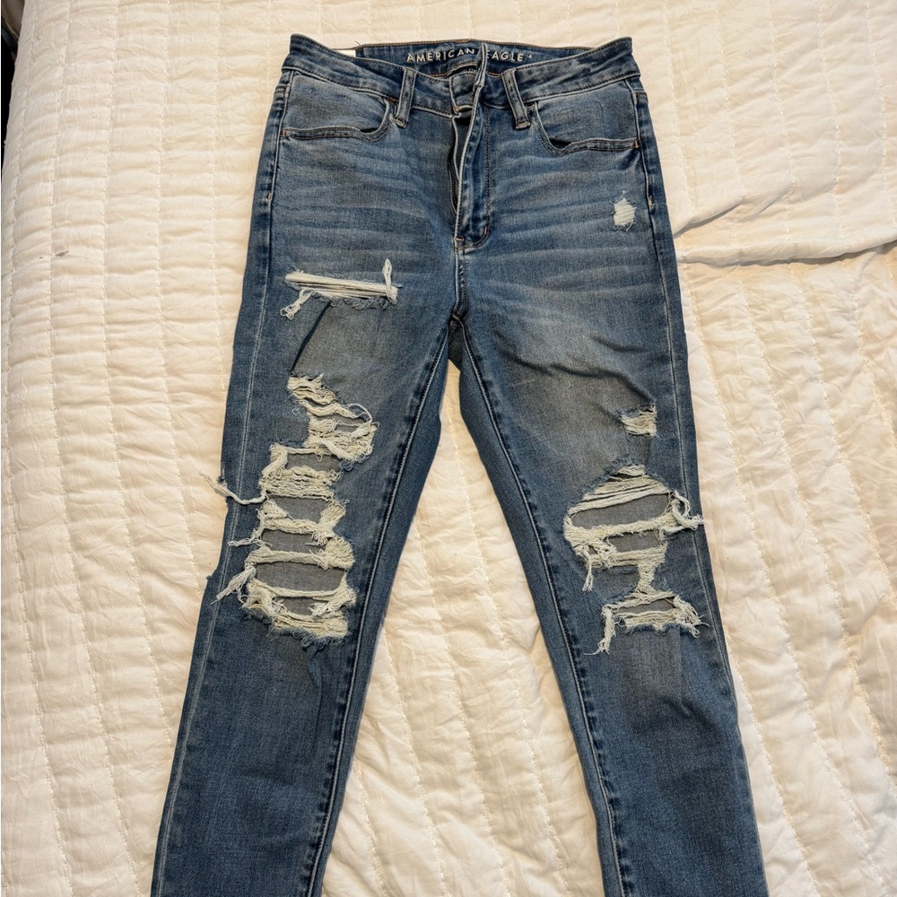 American Eagle Outfitters Ripped Blue Skinny Jeans size 6